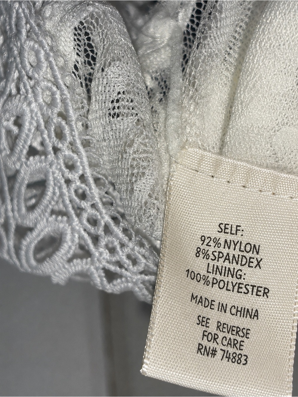 Ivory White Lace Blouse Floral Crochet Trim Romantic Boho Long Sleeve Large - Picture 9 of 9